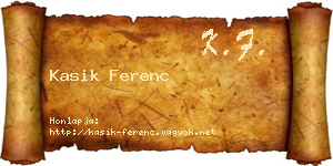 Kasik Ferenc névjegykártya